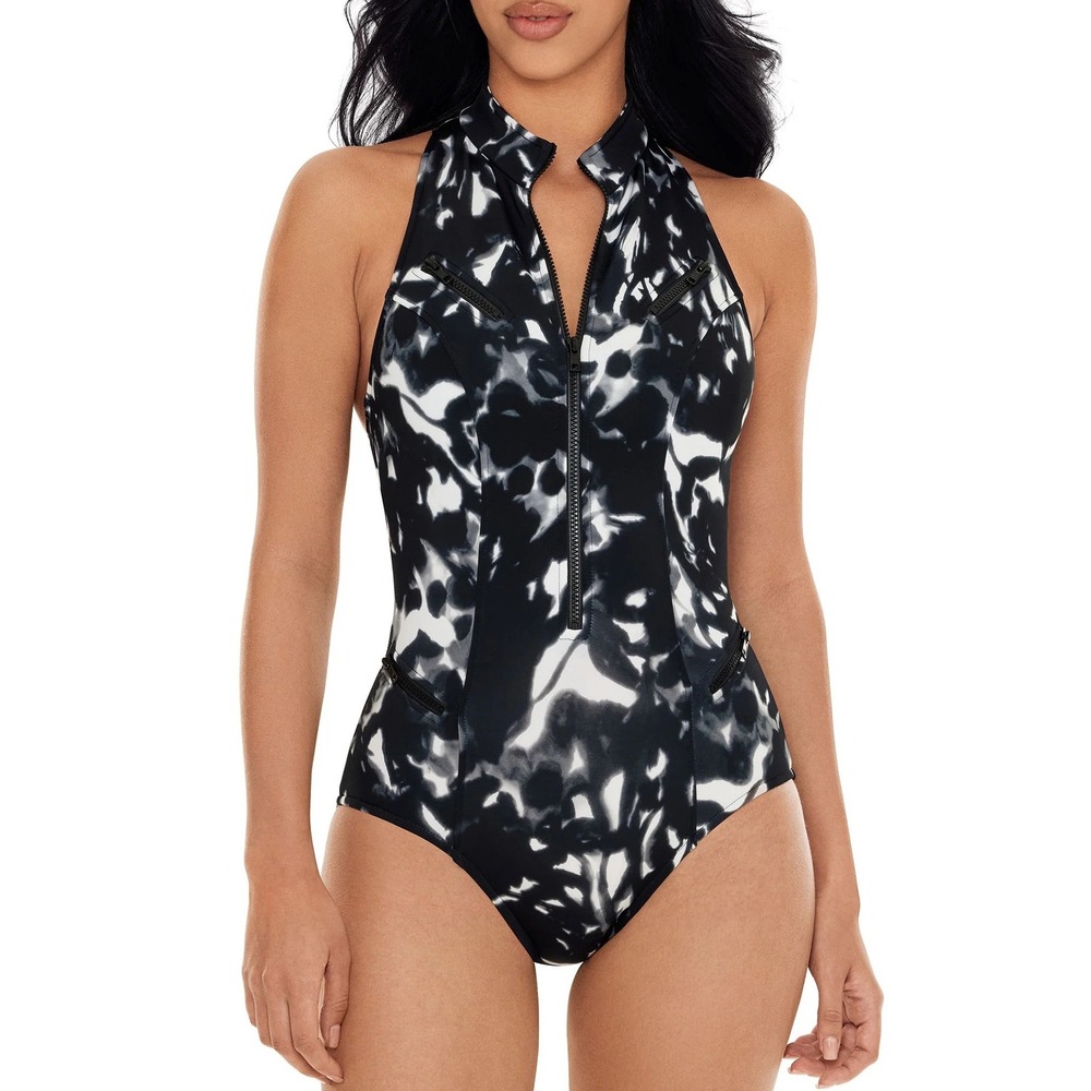 MagicSuit Women's Swimwear Scuba Coco High Neck Racerback Underwire Zip Sz 8 NWT